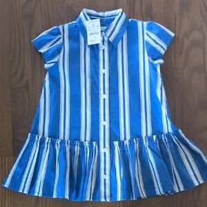 Crewcuts Blue and White Striped Button Down Shirt